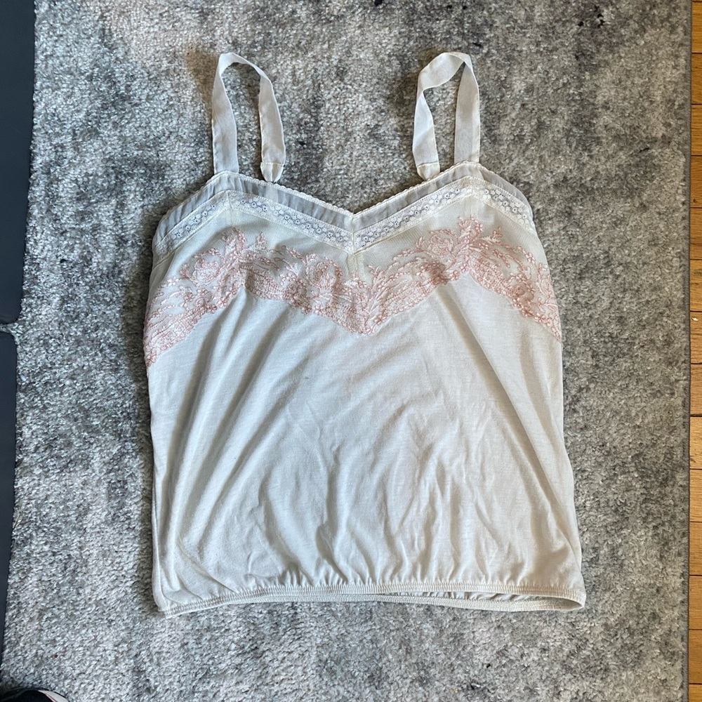 Small white tank top with floral design